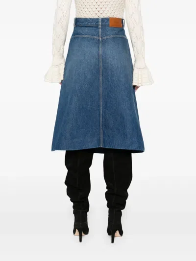 Chloé Denim Midi Skirt In Blue