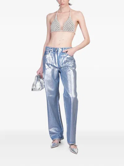 Hibourama Diamond Bra Topwear In Silver Resin In Gray