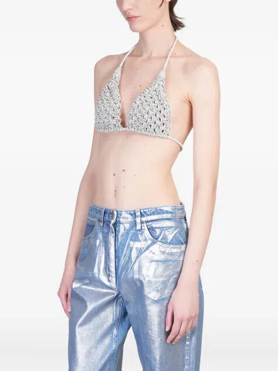 Hibourama Diamond Bra Topwear In Silver Resin In Gray