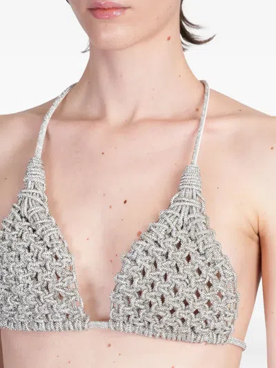 Hibourama Diamond Bra Topwear In Silver Resin In Gray