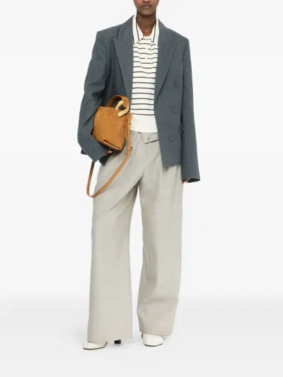 Jw Anderson Double-breasted Wool Blazer In Gray