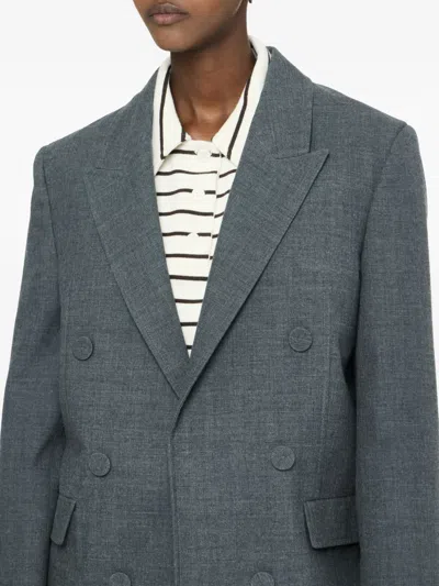Jw Anderson Double-breasted Wool Blazer In Gray