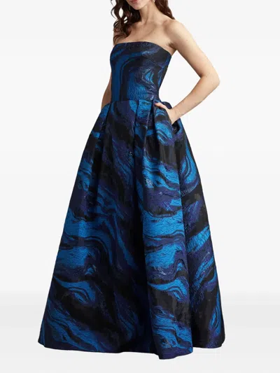 Tadashi Shoji Swirl-print Gown Dress