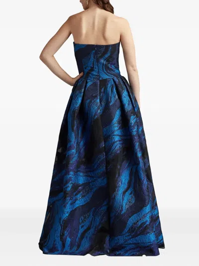 Tadashi Shoji Swirl-print Gown Dress