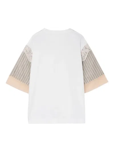 Simone Rocha White Trapped Lace Patchwork T-shirt In Multi