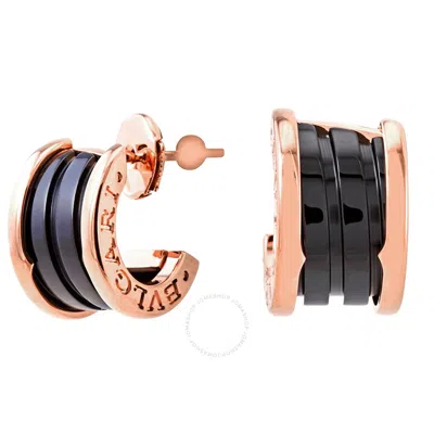 Bvlgari B.zero1 18k Rose Gold And Black Ceramic Earrings 347405