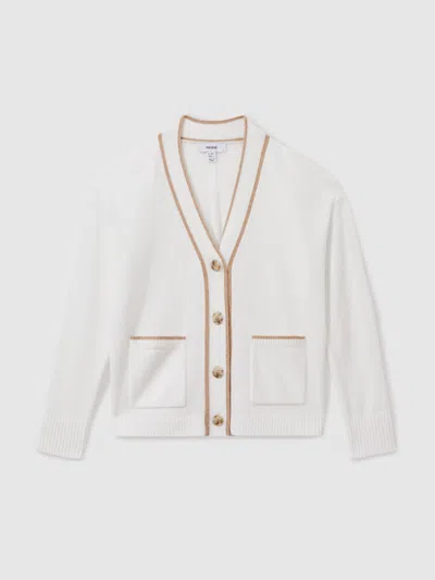 Reiss Cream 13-14 Yrs Wool-blend Tipped Cardigan
