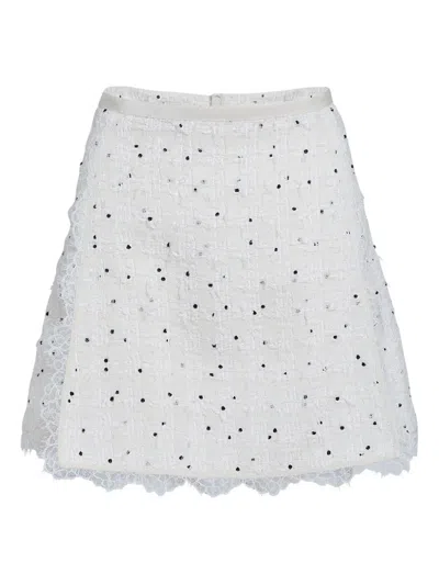 Giambattista Valli Polka-dot Lace-trim Mini Skirt