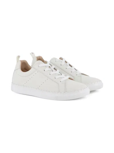 Chloé Perforated White Lace-up Sneakers In White