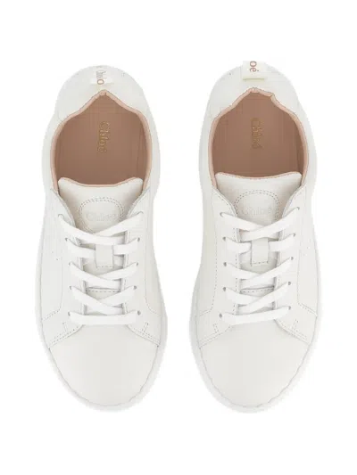 Chloé Perforated White Lace-up Sneakers In White