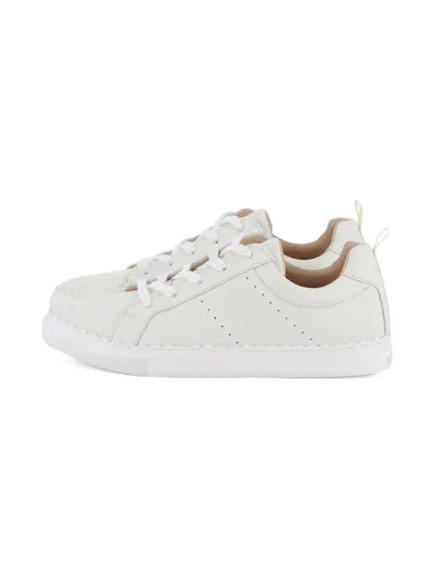 Chloé Perforated White Lace-up Sneakers In White