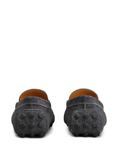 Tod's Almond Toe Leather Loafers With Penny Strap In Blue
