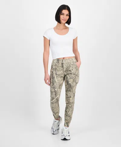 Madden Girl Juniors' Camo Print Jogger Pants In Gray