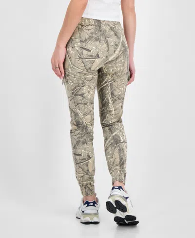Madden Girl Juniors' Camo Print Jogger Pants In Gray