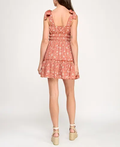 Trixxi Juniors' Printed Sleeveless Fit & Flare Dress In Orange