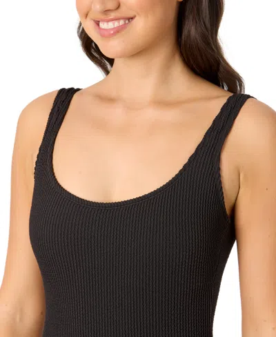 Salt + Cove Women's Mint Tea Rib Scrunch One-piece Swimsuit, Exclusively At Macy's In Black