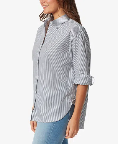 Gloria Vanderbilt Petite Amanda Cotton Button-front Shirt In White