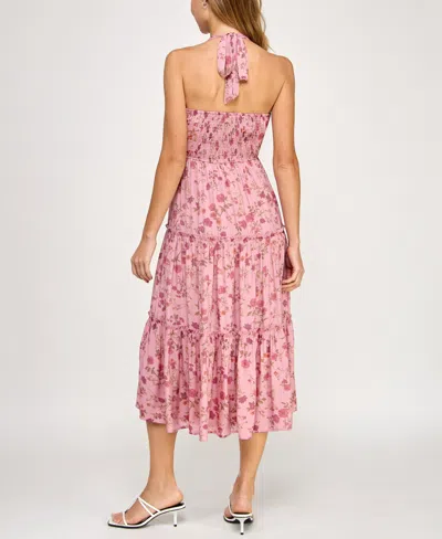 Trixxi Juniors' Printed Sleeveless Halter Midi Dress In Multi
