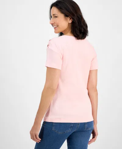 Style & Co Women's Cotton Button-shoulder Solid Top, Exclusively At Macy's