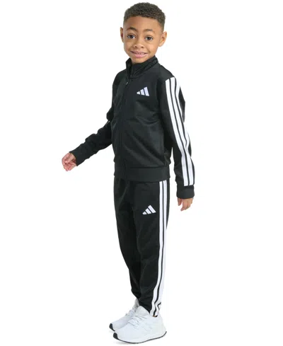 Adidas Originals Toddler & Little Boys Tricot Long-sleeve Essential 3-stripe Track Jacket & Pants, 2 Piece Set In Black