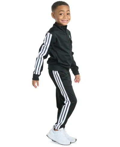 Adidas Originals Toddler & Little Boys Tricot Long-sleeve Essential 3-stripe Track Jacket & Pants, 2 Piece Set In Black