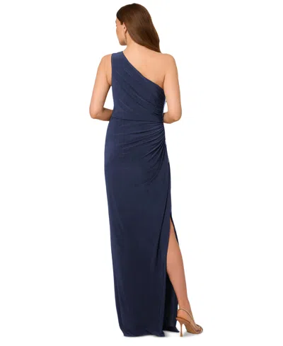 Adrianna Papell Women's One-shoulder Embellished Gown In Blue