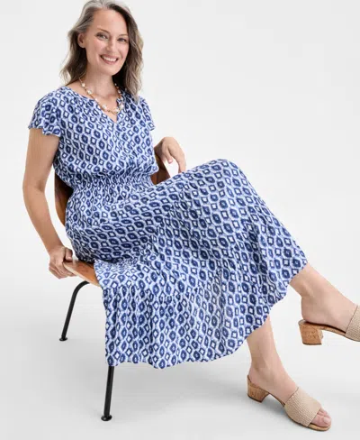 Style & Co Women's Printed Flutter-sleeve Midi Dress, Exclusively At Macy's