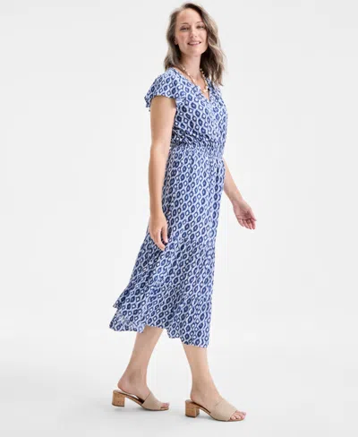 Style & Co Women's Printed Flutter-sleeve Midi Dress, Exclusively At Macy's