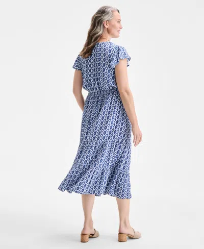 Style & Co Women's Printed Flutter-sleeve Midi Dress, Exclusively At Macy's