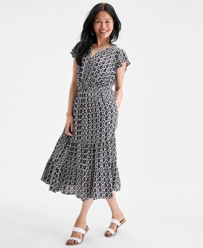 Style & Co Petite Printed Tiered Dress, Exclusively At Macy's