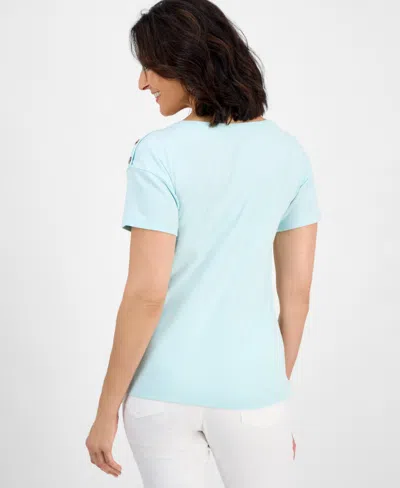 Style & Co Women's Cotton Button-shoulder Solid Top, Exclusively At Macy's