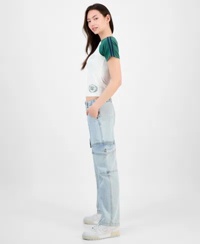 Madden Girl Juniors' High-rise Cargo Skater Jeans In Blue