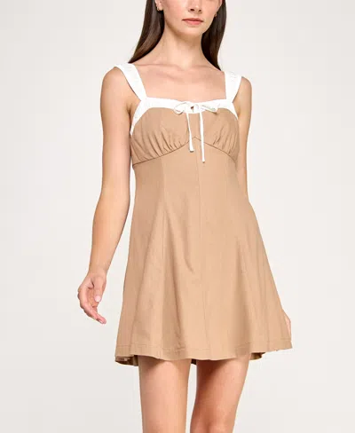 Trixxi Juniors' Contrast-trim Sleeveless Fit & Flare Dress