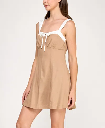 Trixxi Juniors' Contrast-trim Sleeveless Fit & Flare Dress