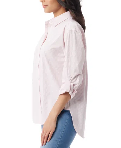 Gloria Vanderbilt Plus Size Daisy Button-down Woven Shirt In Pink