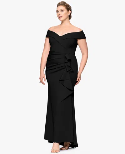 Xscape Plus Size Off-the-shoulder Scuba Crepe Gown