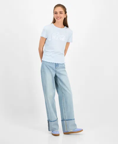 Rebellious One Juniors' Pretty Please Lettuce-edge T-shirt
