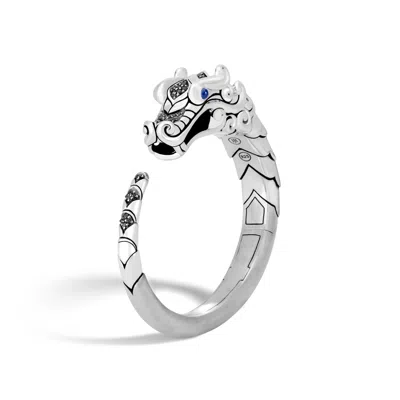 John Hardy Naga Brushed Kick Cuff With Black Sapphire, Black Spinel