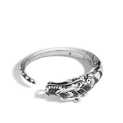John Hardy Naga Brushed Kick Cuff With Black Sapphire, Black Spinel