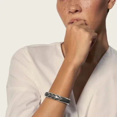 John Hardy Modern Chain Cuff With Grey Leather