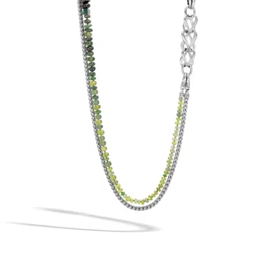 John Hardy Asli Classic Chain Link Double Row Necklace With Mixed Green