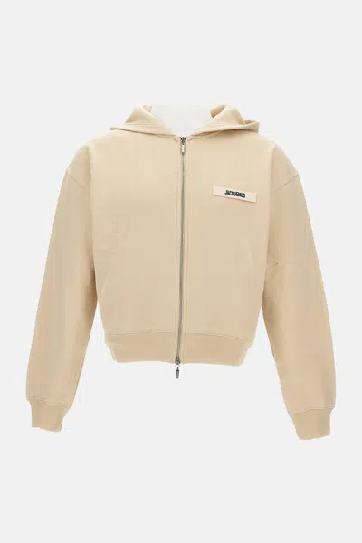 Jacquemus Grosgrain-trimmed Zippered Hoodie With Logo Detail