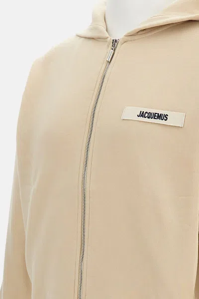 Jacquemus Grosgrain-trimmed Zippered Hoodie With Logo Detail
