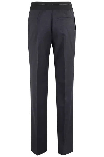 Erika Cavallini Tailored Trousers With Satin Logo Waistband In Black