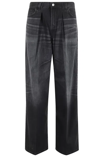 Haikure Black Jeans With Belt Loops And Logo Patch On The Rear