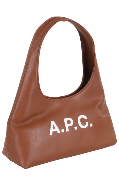 Apc A.p.c. Baby Ninon Shoulder Bag With Logo Print In Brown
