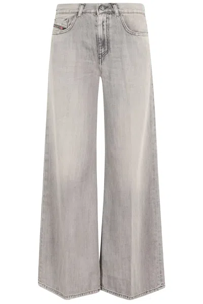 Diesel Wide-leg High-waist Denim Jeans With Five Pockets In Gray
