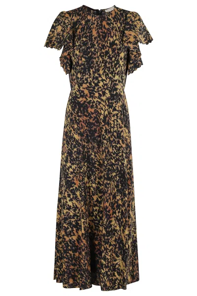 Ulla Johnson Blithe Flutter Sleeve Midi Dress Savannah In Brown