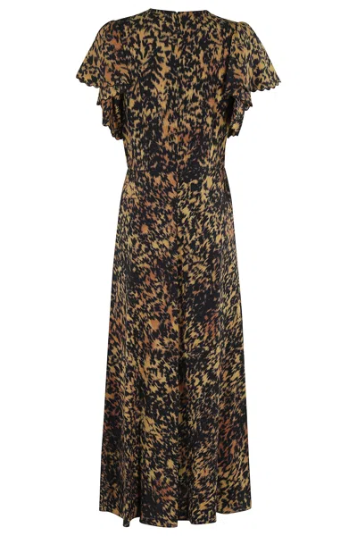 Ulla Johnson Blithe Flutter Sleeve Midi Dress Savannah In Brown