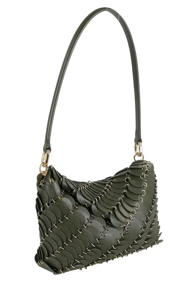 Rabanne Calfskin Shoulder Bag With Overlapping Leather Scales In Green